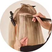 tape in hair extensions applied at Karmi Beauty Salon Jamaica Queens