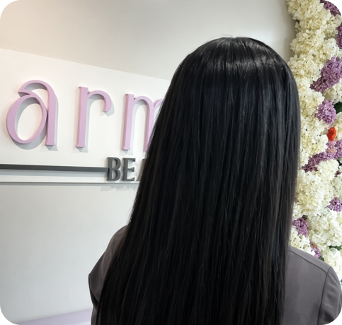 Silky straight hair extensions at Karmi Beauty Salon in Jamaica Queens